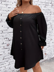  Casual Dress Off Shoulder Lantern Sleeve Dress