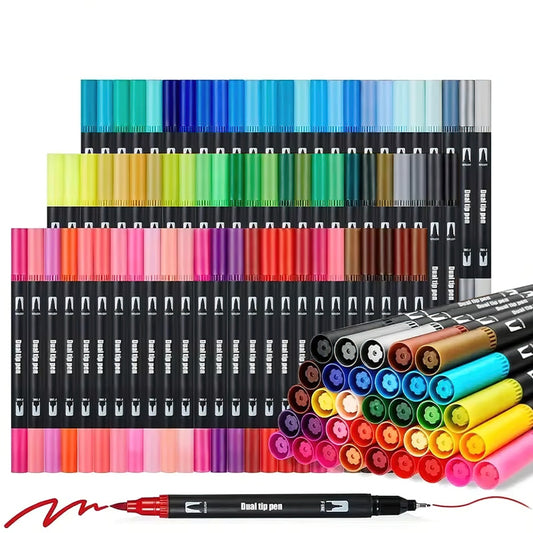 72 Dual Tip Brush Pens Fine Broad Tips Calligraphy Sketching Pens