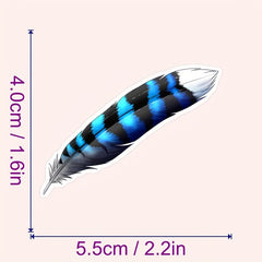 54pcs Feather Stickers Red Purple Teal Golden Self Adhesive