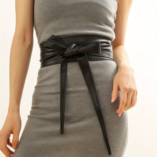 Vintage Bowknot Sash Belt PU Girdle Dress Belts Boho Cinch Waist Band