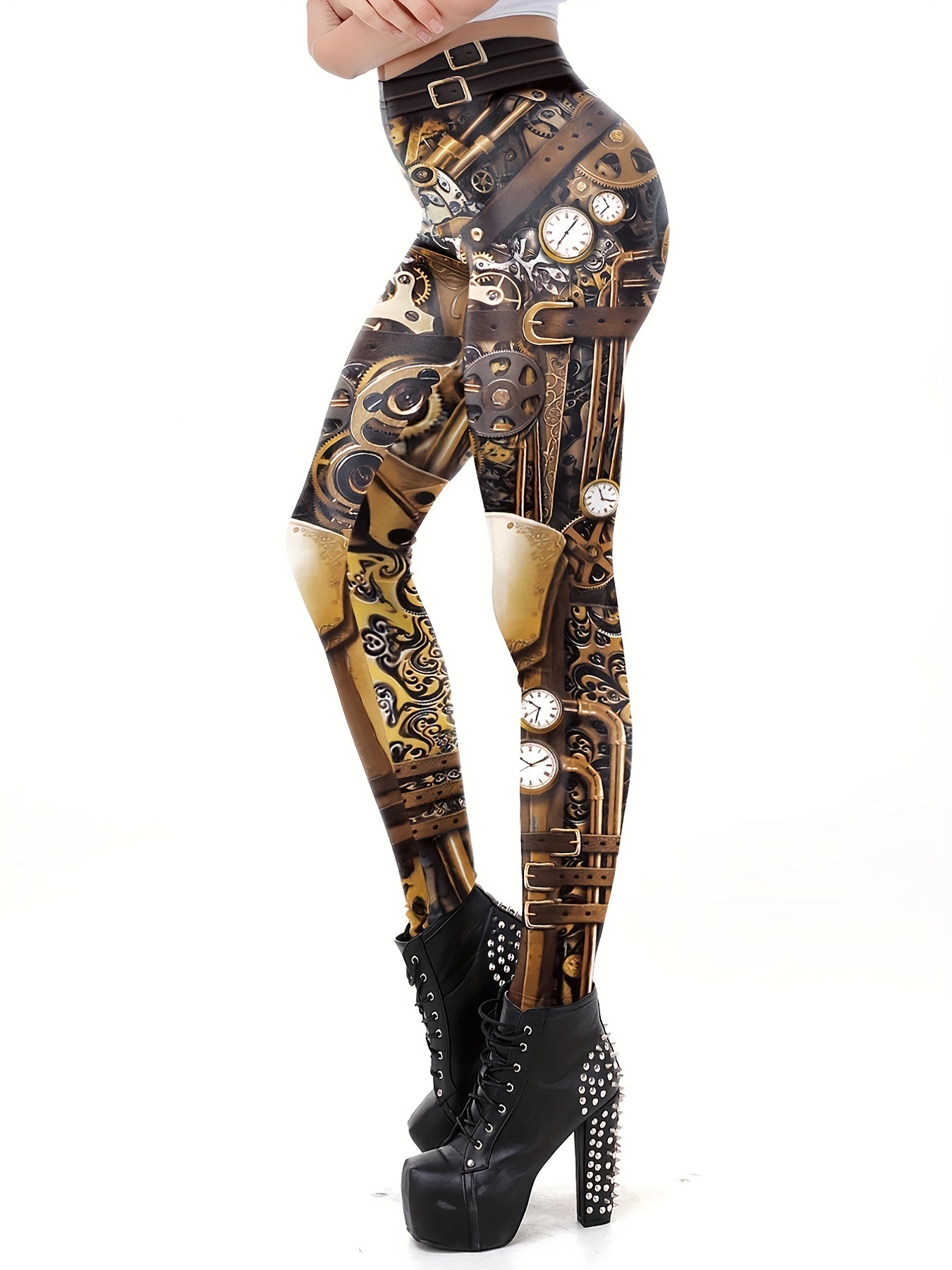 Machine Graphic Print Leggings High Waist Casual Sports Pants