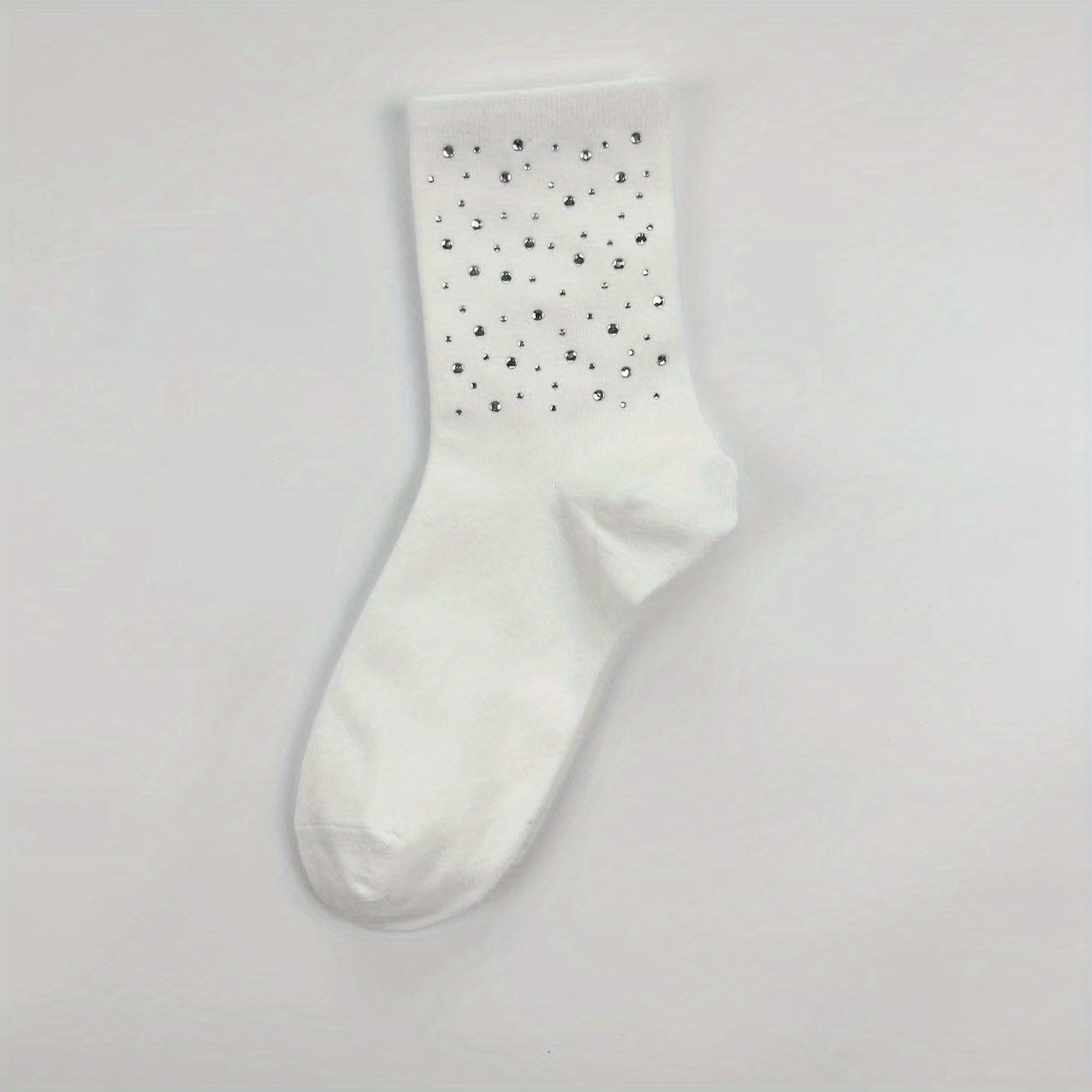 Rhinestone Decor Crew Socks Women's Stockings