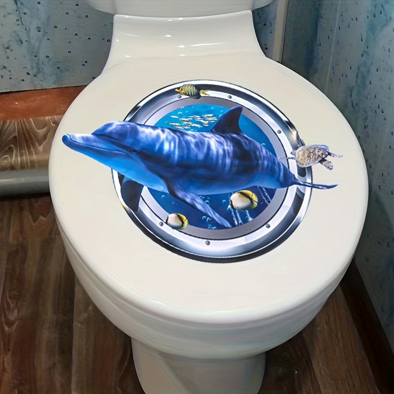3D Dolphin Diving Mirror Toilet Sticker Bathroom Decoration