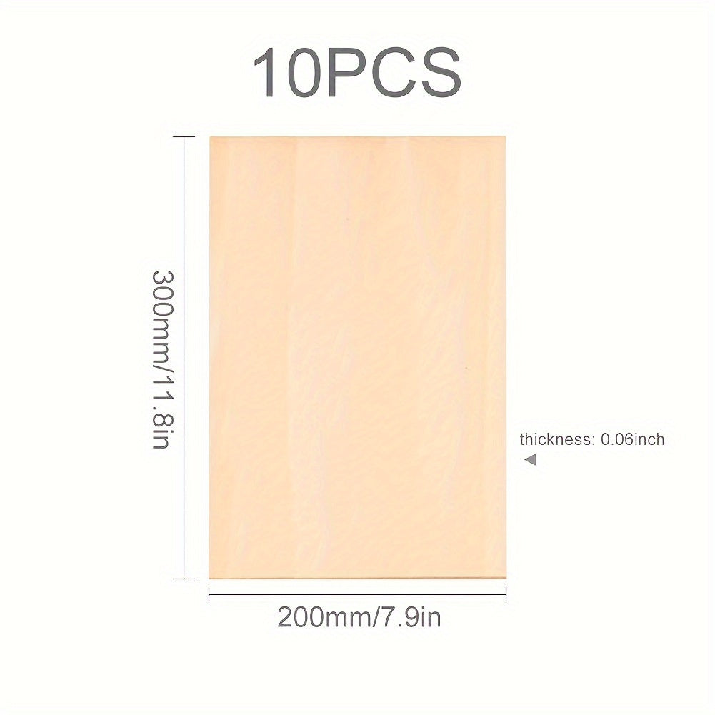 10pcs Light Wood Adhesive Panels 300x200x1.5mm Unpainted Lim
