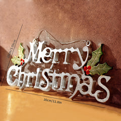 Christmas Hanging Sign Gold & Silver Letters No Power Plastic Holiday Ornament