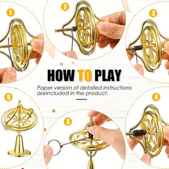 Golden Metal Gyroscope Keychain Spinning Top