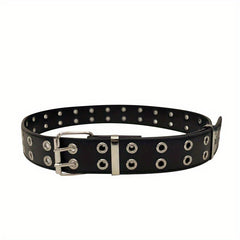 Unisex Double Needle Full Hole Hip Hop Rock Belt
