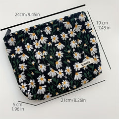 Embroidered Makeup Bag with Zipper Closure for Travel