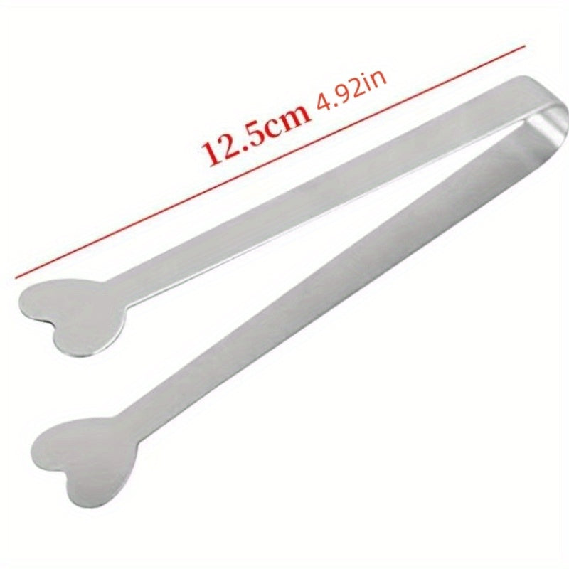 Stainless Steel Palm Leaf Heart Shaped Ice Tong Bar Coffee Milk Tea Sugar Clip