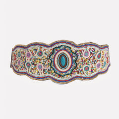 Bohemian Beads Flower Wide Belt Elastic Adjustable Waist Girdle
