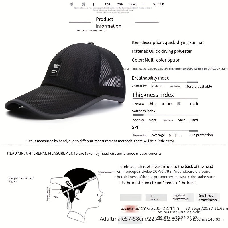 Quick Drying Mesh Trucker Hat Lightweight Baseball Cap