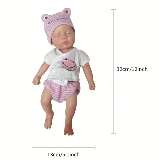 6" Reborn Baby Girl Doll Soft Silicone Lifelike Newborn with Pink Hat