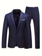 Men's Slim Fit 1 Button Suit Blazer and Pants Set