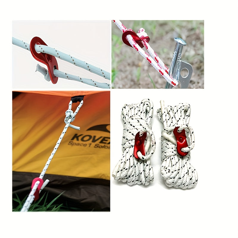20PCS Aluminum Rope Tensioners for Camping Hiking Tent Accessory