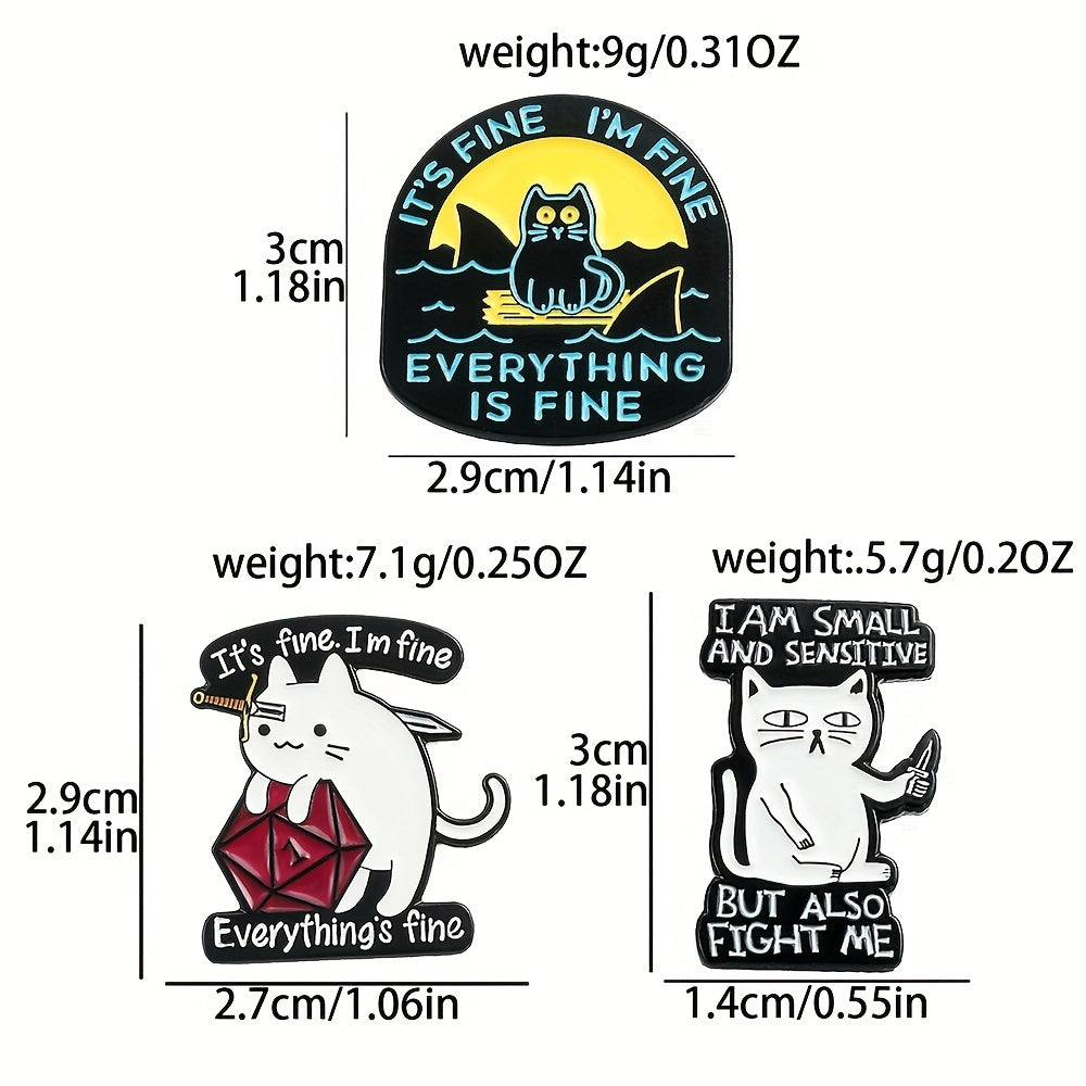 Funny Cartoon Cat Enamel Pin Brooch