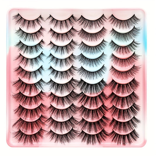 20 Pairs Chemical Fiber False Eyelashes Natural Wild Style Curli