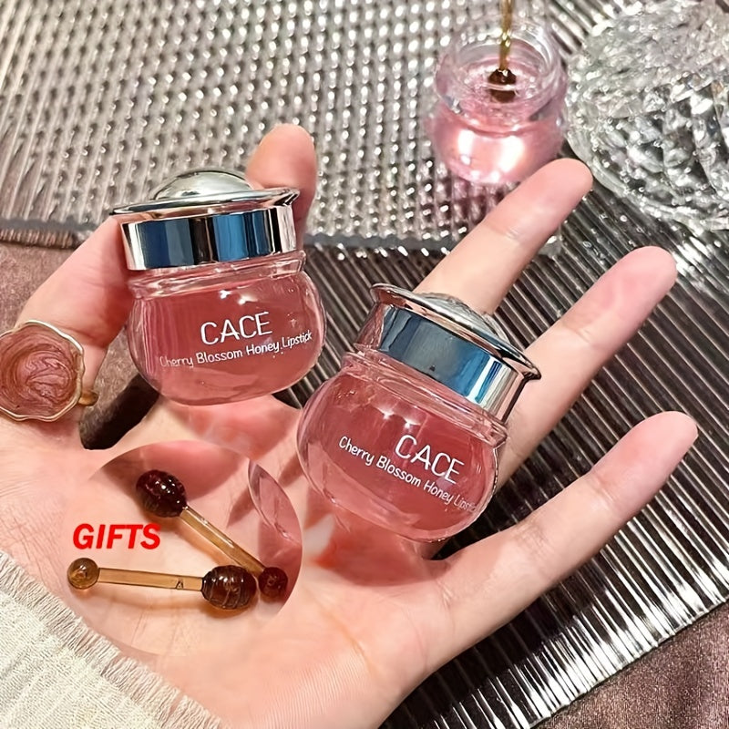1 Pcs Pink Cherry Honey Moisturizing Lip Mask Peach Natural Lip Care Honey Pot