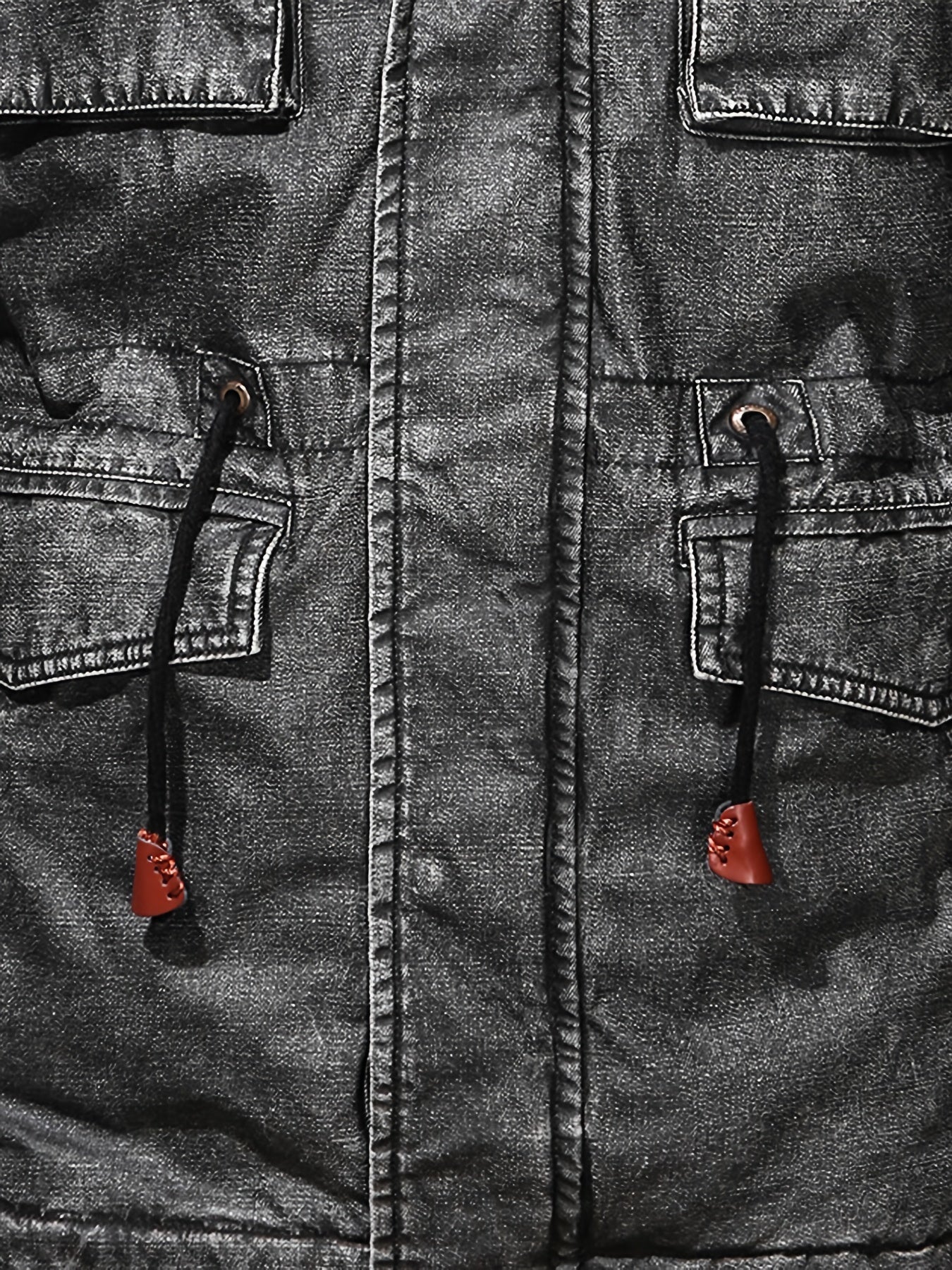 Men's Drawstring Waist PU Leather Jacket