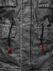 Men's Drawstring Waist PU Leather Jacket