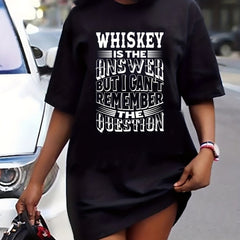  Slogan Print Short Sleeve Casual Dress