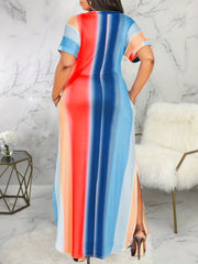  Tie Dye V-Neck Maxi Dress With Pocket Medium Stretch