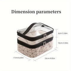 Waterproof Clear PVC Double Layer Makeup Bag Organizer Portable Travel Cosmetic