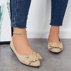Metallic Decor Ballet Flats Soft Sole Slip On Shoes