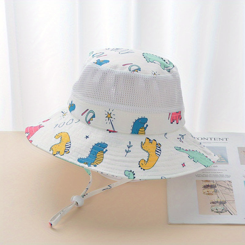Kids Cartoon Fisherman's Hat Sunscreen Mesh Bucket Cap