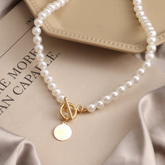 Women's Round Pendant Necklace in Gold Tone