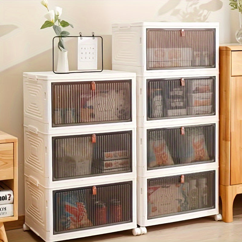 Large Collapsible 3 Tier Shoe Display Box with Wheels