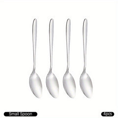 8pcs Stainless Steel Teaspoons Set Round Pointed Silverware Mirror Polished