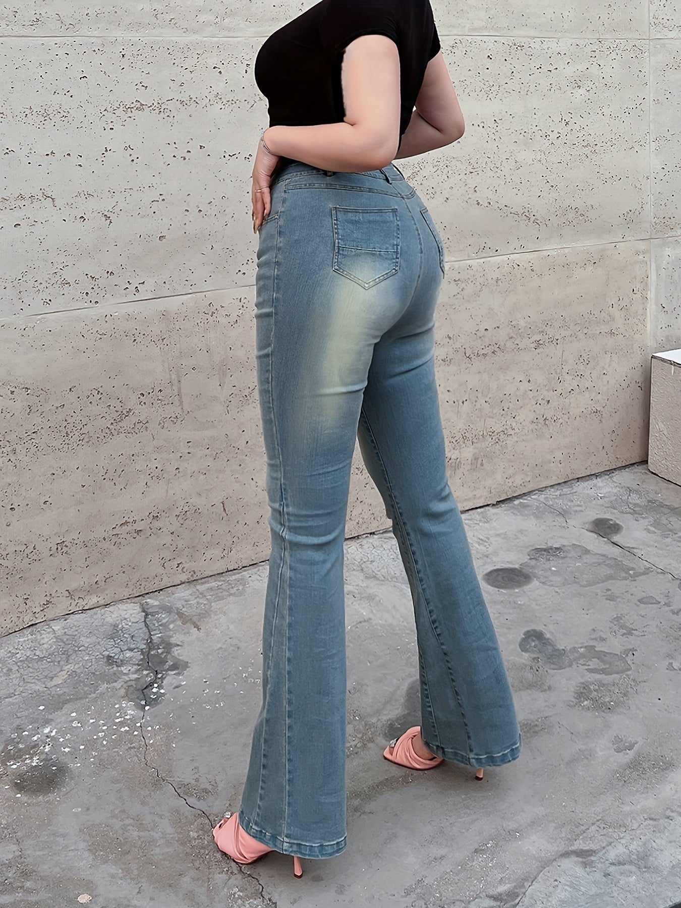  Button Fly Flared Leg Jeans