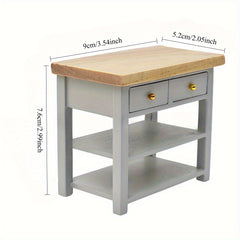 Dollhouse Bathroom Vanity with Wooden Top & 2 Drawers