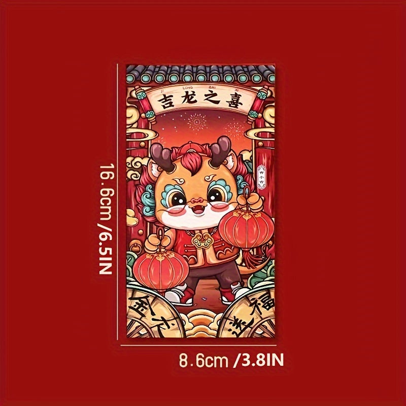6pcs Large Dragon Year Red Envelopes Cartoon Three-dimensional Red Envelopes