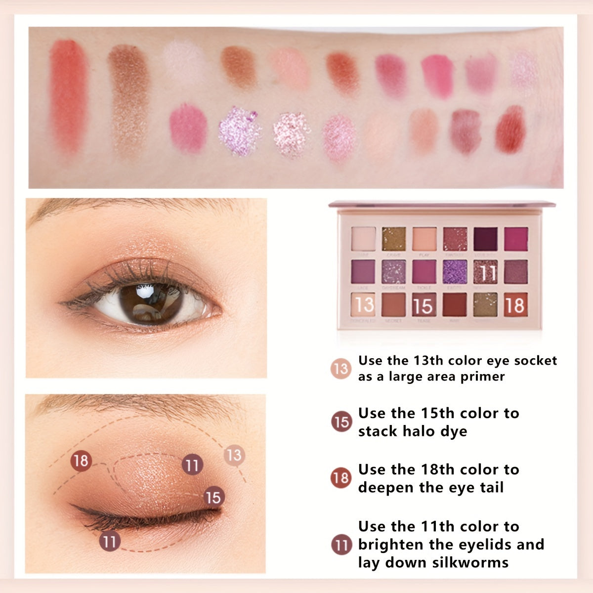 Desert Rose Eyeshadow Palette - Brown Pink Purple Tone Matte Pearly Finish