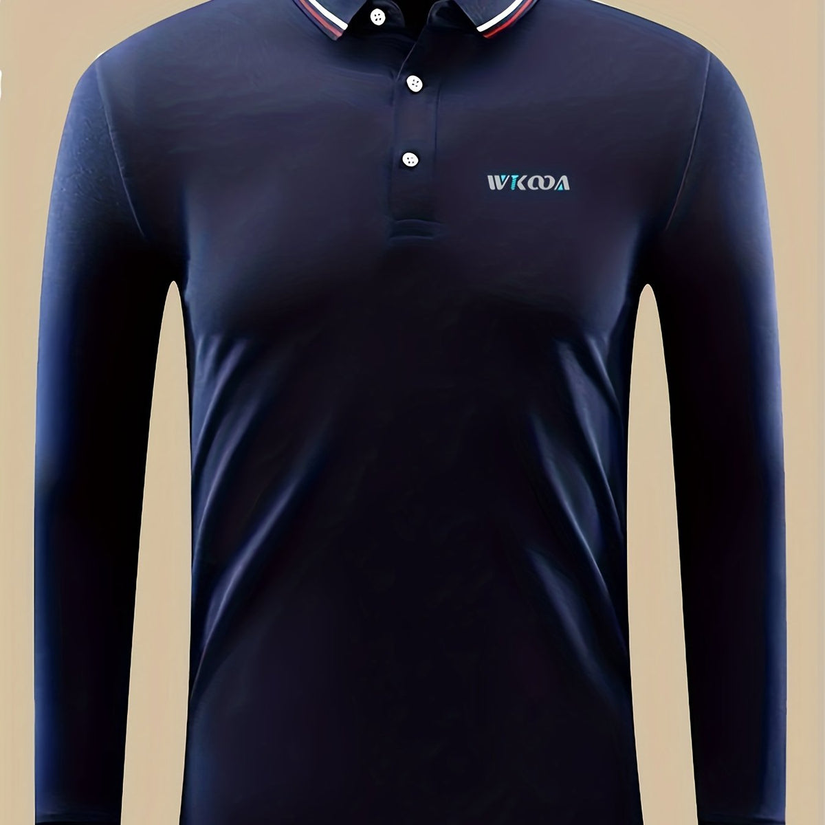 Men's Casual Letter Print Long Sleeve Polo Shirt