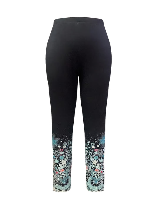 Women's Plus Floral Print High Rise Leggings