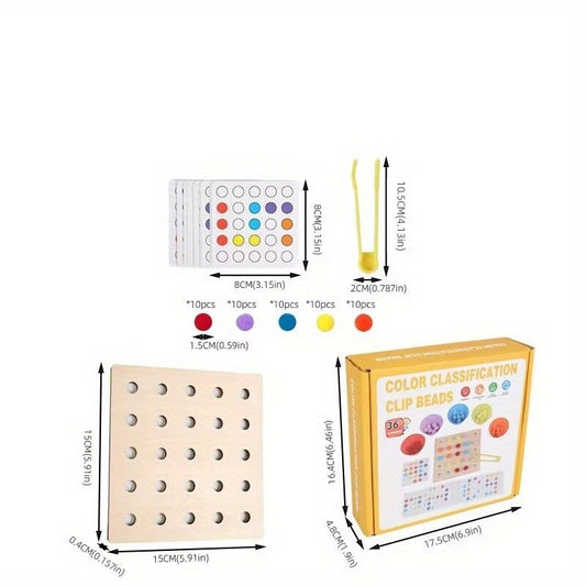 Bead Sorting Wooden Puzzle Toy for Cognitive Skill Development
