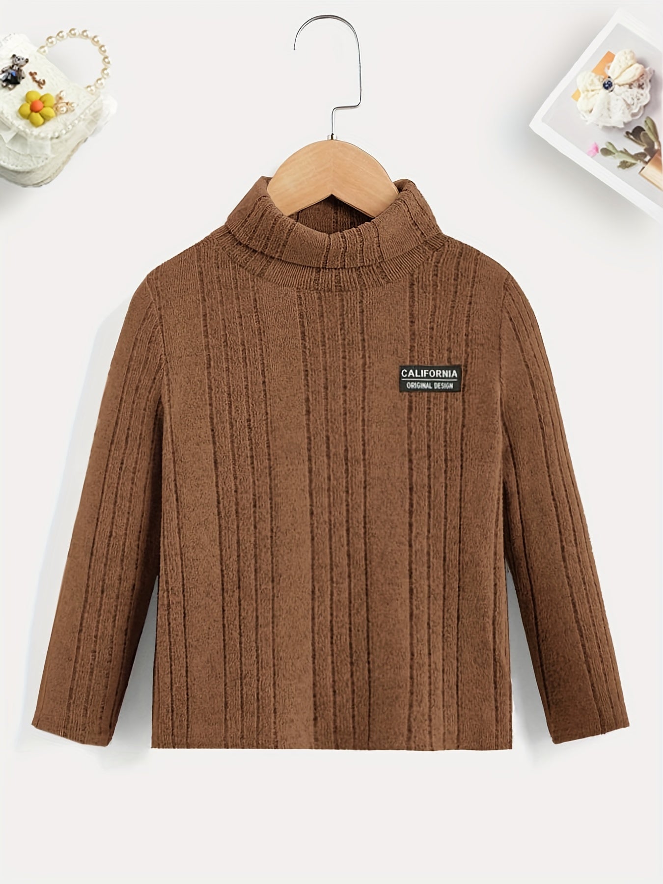 Boys Letter Print Sweater Round Neck Long Sleeve Knit Top