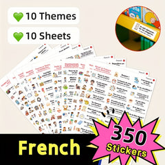 French Phrase Sticker Set 10 Sheets - Practical Conversations