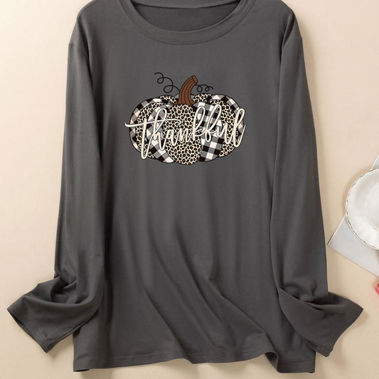  Leopard Pumpkin Print Lounge Top Long Sleeve Pajama
