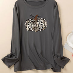  Leopard Pumpkin Print Lounge Top Long Sleeve Pajama