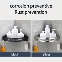 304 Stainless Steel Bathroom Corner Shelf Wall Mounted Two Colors 21 27 5