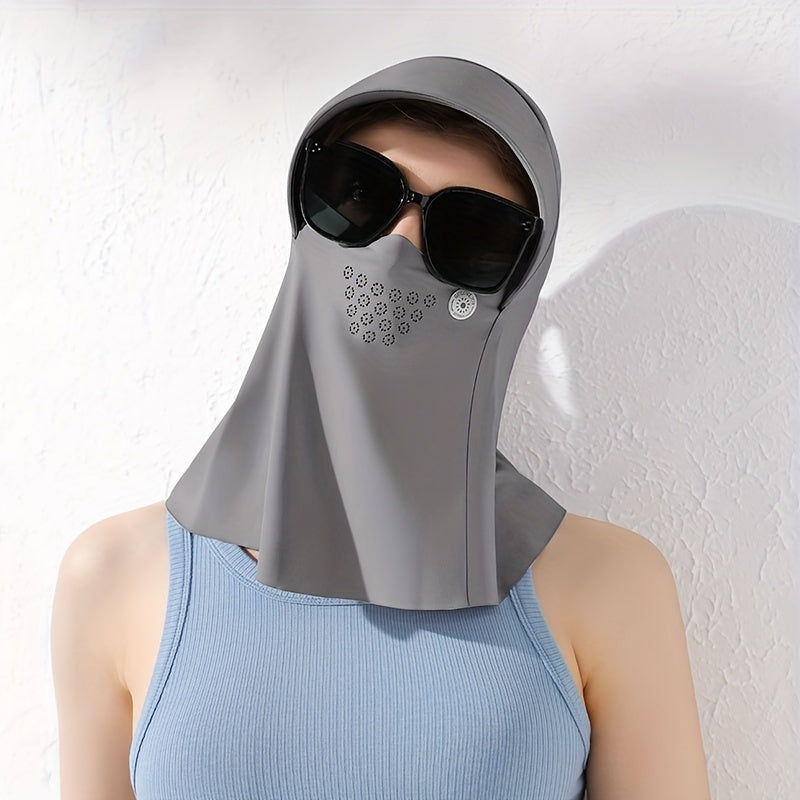 Sun Proof Hoodie Face Covering With Brim Mesh Ice Mask Neck Gaiter