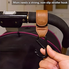 2pcs Stroller Hooks For Hanging Diaper Bags Faux Leather Pram Straps