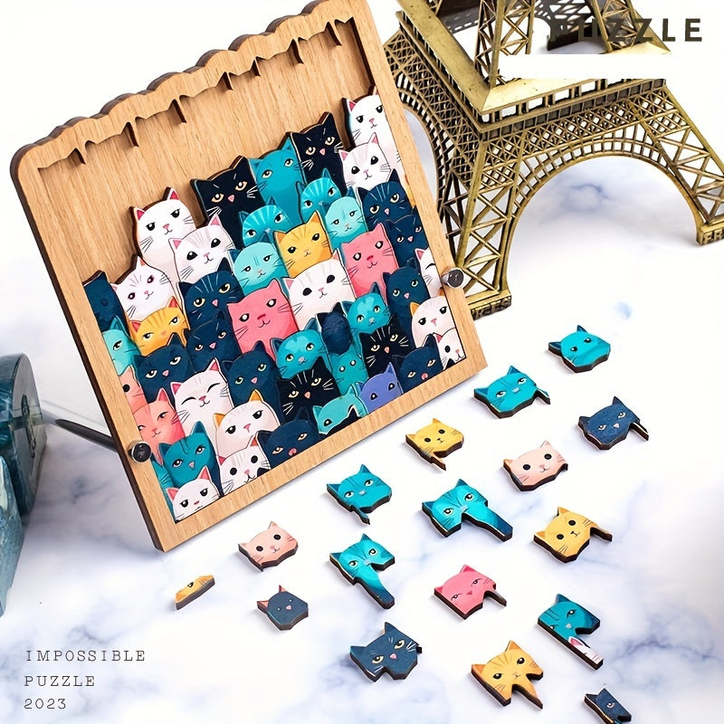 Difficult Cartoon Cats Jigsaw Puzzle Pegged Puzzles for Christmas