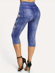 Butterfly Print Capris Leggings for Women