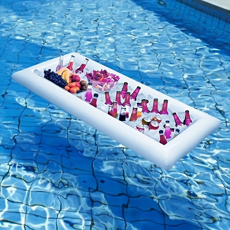 Inflatable Floating Bar Table Drinks Cooler and Air Mattress for Swimming Pools