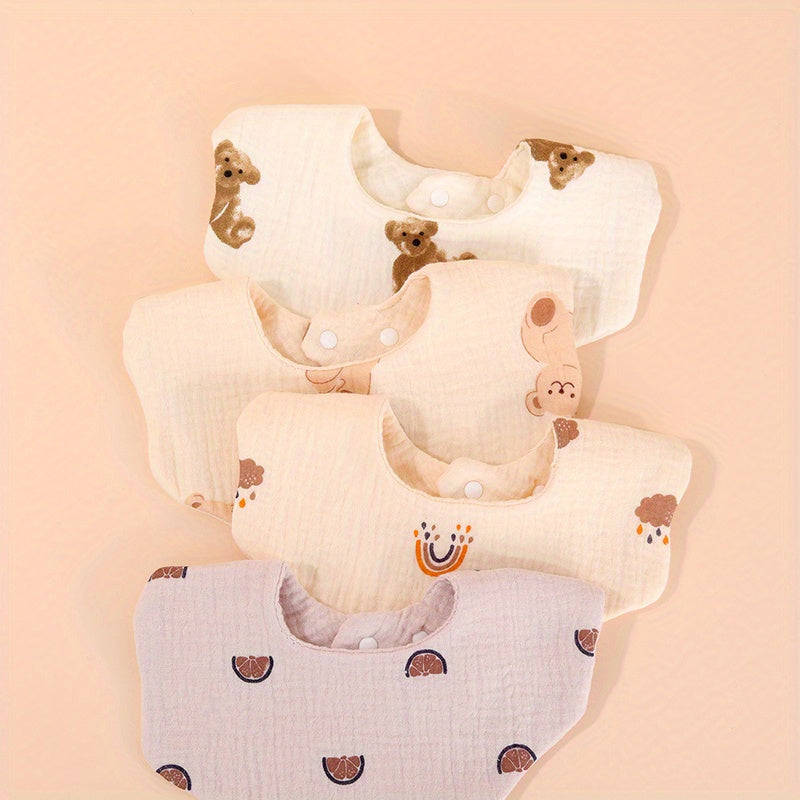 2pcs Set Baby Bibs 6 Layers Cotton Petal Bibs Infants Print Crepe Bibs