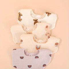 2pcs Set Baby Bibs 6 Layers Cotton Petal Bibs Infants Print Crepe Bibs